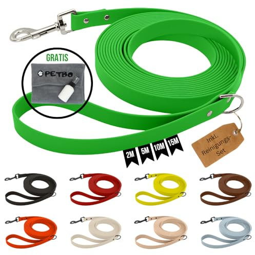 Original Biothane Schleppleine für kleine Hunde & große Hunde | 1m-15m | 19mm | Biothane Leine mit/ohne Schlaufe | Wasserabweisend & abwaschbar | Leinenfarbe & Metallfarbe individuell anpassbar