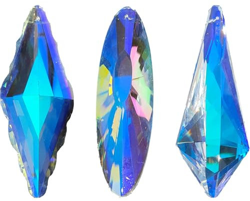 TQEBWUS Eiszapfen Kristall Prismen Kristalle, Set mit 3 Tropfen, Kristalle, Kronleuchter-Prismen, Kristall-Kronleuchter-Prismen, Kristall-Sonnenfänger-Anhänger, 12 cm, für Lampe, Weihnachtsbaum