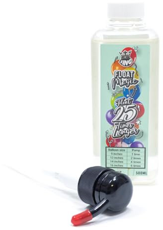 Helium King Float Magic Treatment for Helium Latex Balloons 500ml / 3.5 oz - Treats up to 250 9 Balloons Make your balloons Hi Float up to 25 times longer than without Float Magic Treatment