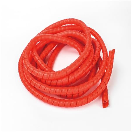 VONCYKI Tubo di avvolgimento da 1/5 m, 8/10/14/16/20/25 mm, guaina protettiva per cavi, guaina protettiva a spirale (rosso, 25 mm x 5 metri)