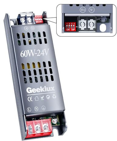Trasformatore LED 24V 2.5A con Supporto per il Dimming a 4 Livelli, Alimentatore Striscia LED a Bassa Tensione 100W, Trasformatore Led ad Avvio Lento con Protezione da Cortocircuito (24V, 60, Watt)