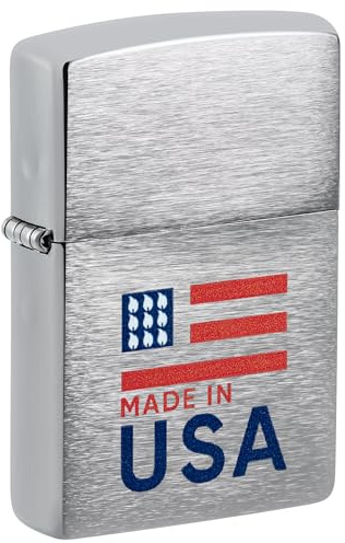 Zippo Sturmfeuerzeug - Made In USA, Brushed Chrome, Color Image - Nachfüllbar - Wiederverwendbar - Windfestes Design - Geschenkbox - Made in USA