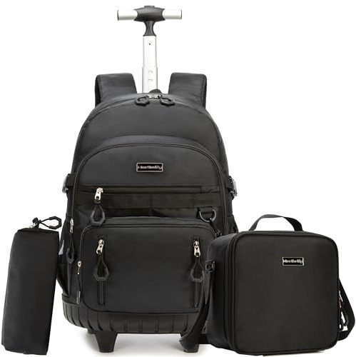 HTgroce Rolling Backpack for Girls, Women Roller Wheels Bookbag, Laptop Wheeled School Bag with Wheels for Teens