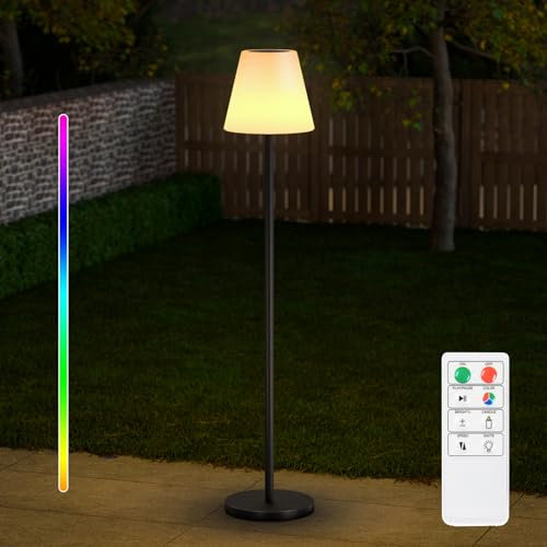 MALUX Solar Stehlampe Outdoor Mit Warmweiß RGB 8 Farben LED USB Aufladbar IP44 Wasserdicht Für Garten Terrasse Balkon Innenbereich Außenbereich Dekor 150 cm