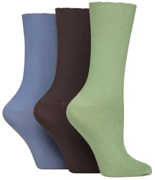 Elle Ladies Ribbed Bamboo Socks with Scallop Top Pack of 3