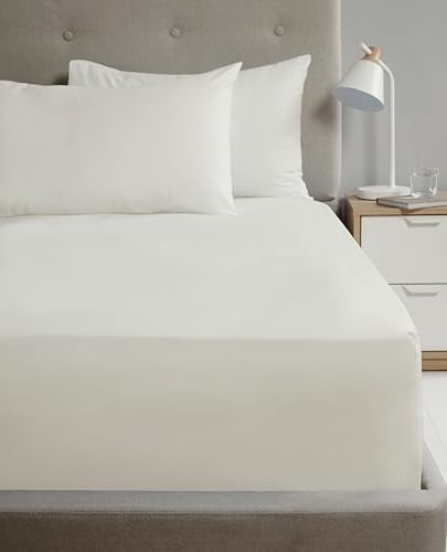 Rapport Home Double Fitted Sheet Cream Percale Bed Sheet