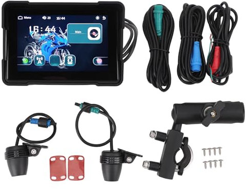 Gearwell Motorcycle GPS Navigator, Touchscreen -Navigationsgerät kompatibel mit Android Auto CarPlay, 5 Zoll GPS Dash Cam System, tragbare Rückfahrkamera -Einheit