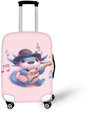 Coloranimal Housse de protection pour valise, accessoires de chariot, sac de protection pour valise, taille 18-32, Adorable axolotl pour guitare, M (22-25 cover), Ensemble de bagages