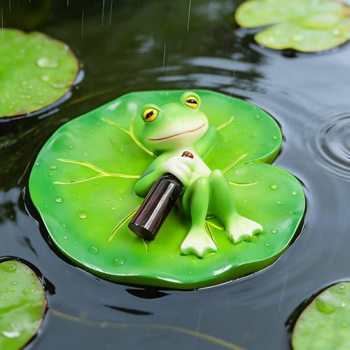 Frosche Garten Dekoration Frühling & Sommer Frösche Figuren Gartenfiguren | Teichdeko, Gartendeko für Draußen Wetterfest, Seerosenfrosch Statue für Terrasse, Teich, Balkon, Geschenk