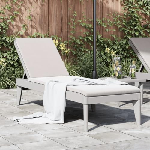 QUAHEAS Sonnenliege Grau 186x60x29 cm, verstellbar, Polypropylen, Rattan-Optik, UV-beständig, pflegeleicht, für Garten, Terrasse, Pool, Balkon, Outdoor-Entspannung
