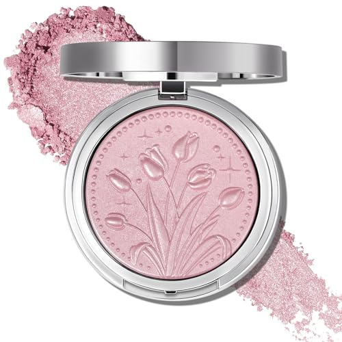 UCANBE Sparkle Bomb Gebackener Highlighter Puder, High Gloss Illuminator für Gesicht & Körper, Diamond Glow Schimmer Makeup, Seidige Textur & Intensiver Glanz (03 Roségold)