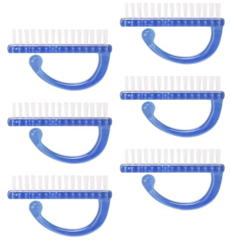 Blue Plastic Dust Brush for Manicure, 6pcs Fingernail Cleaning Set | Practical Dirt Removal, for Nail Care Routines, Suitable for Manicure Lovers