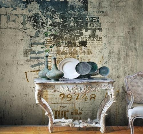 Tzxztt Art Créatif Rétro Graffiti Dessiné À La Main Papier Peint 3D Moderne Soie Texturée Haut De Gamme IdéAl Pour Le Salon Et La Chambre à Coucher-400cm×280cm