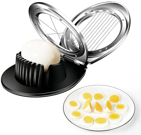 KLINNA Coupe-œuf en acier inoxydable, Coupe-œuf 2 en 1 pour tranches et quartiers, Trancheur professionnel pour œufs, mozzarella, champignons et fraises, Egg Slicer et lavable au lave-vaisselle