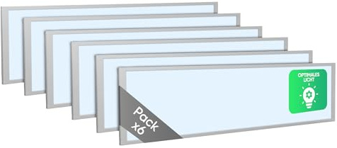 LECOM 6x LED Panel 120x30 cm 6500K Kaltweiß 4000lm Einlegepanel | Für Rasterdecken und Odenwalddecken – ideal für Büros, Gewerberäume und gleichmäßige Tageslichtbeleuchtung