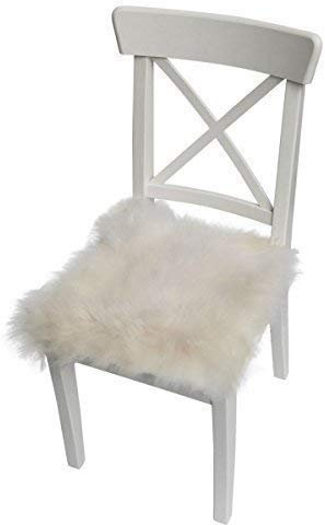 Hollert German Leather Fashion Lammfell - SITZKISSEN/STUHLAUFLAGE 40 x 40 cm Merino Fell Farbe Weiß