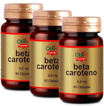 Obire | Beta-Caroteno 6,6 mg | 90 Perlas | Pack de 3 Unidades | Complemento Alimenticio con Provitamina A | Para el Cuidado de la Piel y la Visión