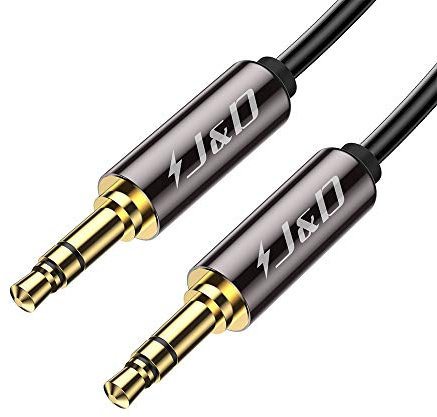J&D 3,5 mm a 3,5 mm Cable, Chapado en Oro [Cobre Cáscara] [Heavy Duty] 3,5mm 1/8 TRS Macho a 3,5mm 1/8 TRS Macho Auriculares Micrófono Audio Y-plitter Cable - 2.7 Meter