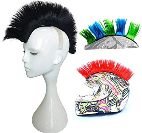 3T-SISTER Helm Mohawk Perücke für den Skihelm, Snowboardhelm, Kinderskihelm, Kinderhelm, Motorradhelm, Fahrradhelm - auffälligere Helm-Aufkleber, Helmdeko für Kinder und Erwachsene Schwarz
