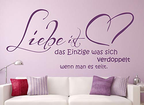 timalo® Wandtattoo Zitate Sprüche fürs Schlafzimmer – „Liebe ist das Einzige was sich verdoppelt“ | 75014-kupfer-80x38cm