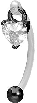 PIERCINGLINE PMFK Bananabell + Chirurgenstahl Design | KRISTALL HERZ | Piercing Intimbereich Bauch | Farbauswahl