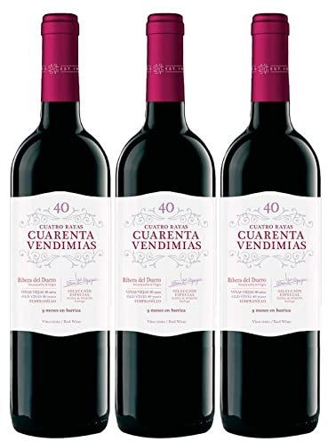 Cuatro Rayas Cuarenta Vendimias - Vino Tinto D.O. Ribera del Duero (3 Botellas x 750ml)