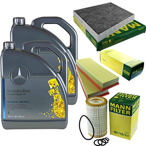 Filter Set Inspektionspaket 10 Liter Original Motoröl 5W-40 MB 229.5 MANN-FILTER Innenraumfilter Luftfilter Ölfilter