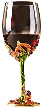 XuanMax 3D Fleurs de Iris en Verres à Vin Rouge Cristal Transparent Gobelet en Émail Faites Main sans Plomb Cadeaux pour Couple Anniversaire - Vert