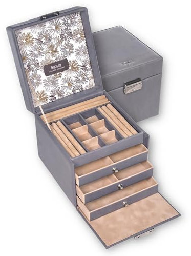 Schmuckkasten Evita fleur venice/grau (Leder)