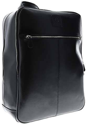 Exacompta 17637E Premium Laptop-Rucksack Exactive aus hochwertigem Leder mit vielen Innentaschen, passend für Laptops und Notebooks bis zu 15,6 ideal für Schule, Uni und Arbeit, schwarz