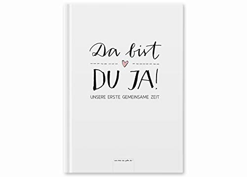 Babytagebuch für das 1. Jahr - Da bist du ja - Baby Diary zum Eintragen für das erste Lebensjahr, Geburtsgeschenk für Jungen & Mädchen, Premium Hardcover A5, weiß rosa