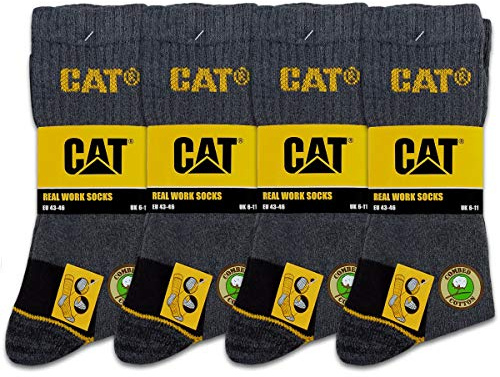 CAT Caterpillar 12 Paar REAL WORK Arbeitssocken Business Socken Strümpfe Grau (39-42)