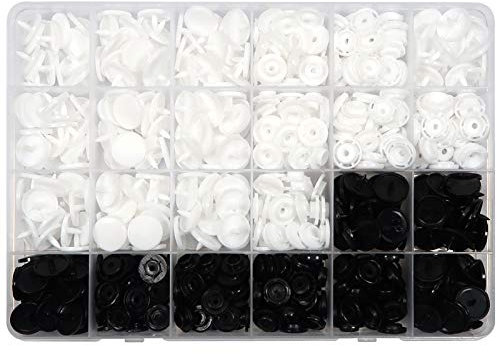 TOAOB T8 Kunststoff Druckknöpfe Nähfrei 14mm 150 Set Weiß und Schwarz Buttons für DIY Basteln Scrapbook