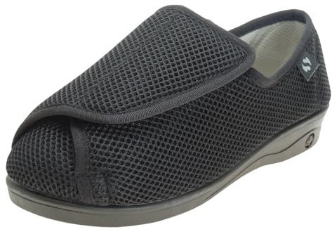 Calzados Romero Zapatilla para Pies Delicados en Ancho Especial para Mujer Tratamiento Antibacteriano Sanitized Negro Talla 37