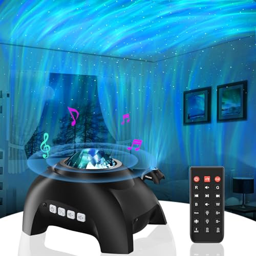 Vinwark Northern Lights Aurora Projector for Bedroom with Music Bluetooth Speaker and White Noise, Galaxy Projector, Starry Night Light Projectors for Kids Adults Gaming Room