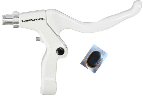 Promax V-Brake Bremsgriffe - Bremshebel Bremsen Hebel rechts weiß inkl. Schlauchflicken