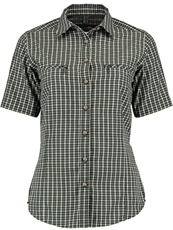 TOM COLLINS Damen Bluse Kurzarm Freizeitbluse mit Liegekragen Punap, Größe:38, Farbe:dunkelgrün