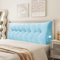 Johnear Keilkissen Lesekissen für Bett und Sofa Lehnenkissen, Rückenkissen Kopfteil Bett Rückenlehne Großes Dreieckiges Lendenkissen （Blau 2, 200cm）