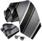 Enlision Herren Gestreifte Krawatte Taschentuch Hochzeit Formell Business Krawatten und Einstecktuch Manschettenknöpfe Set Schwarz/Weiß 1