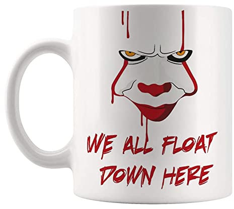 Fonhark - Tasse à café Pennywise « We All Float Down Here », 325 ml, blanc