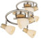 bmf-versand Deckenlampe für Wohnzimmer Flur im 2er Set - Moderne Deckenleuchte 3-Flammig Küche Esszimmer - Deckenstrahler Nickel matt Holz-Optik für Schlafzimmer Badezimmer Länge 25 cm