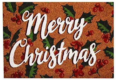 Roseley Christmas Doormat 40 x 60cm Natural Coir Coconut Runners Decorative Welcoming Xmas Mat Home Office Entrance Hallway [Merry Christmas02]