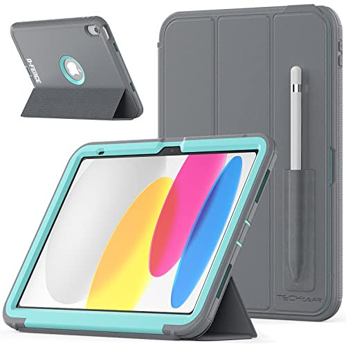 TECHGEAR D-Fence Funda Compatible con iPad 10 (10a generación, 2022) - Funda Protectora Delgada Resistente al Impacto - Niños Escuelas Constructores Trabajadores Carcasa para iPad 10, 10.9 Pulgadas