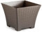 Acan Tradineur - Maceta Rattan Cuadrada de Plástico - Fabricado en España - Ideal para Plantas, hogar, jardín y terrazas - 25 cm - Color Marrón Topo