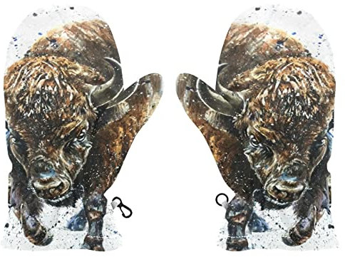 YOUJUNER Niedliche Buffalo Bison Kinder Fäustlinge Winter Warm Fäustlinge Handschuhe für 2-6 Jahre Jungen Mädchen, Multicoloured, 80