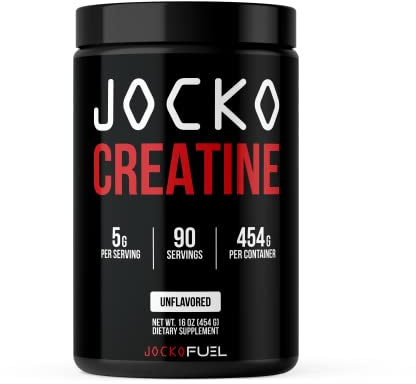 Jocko Fuel Creatine Monohydrate, Pure Micronized Powder for Men & Women, Supports Muscle Growth, Strength, Recovery & Cognition, Unflavored, 450 Grams, 90 Servings
