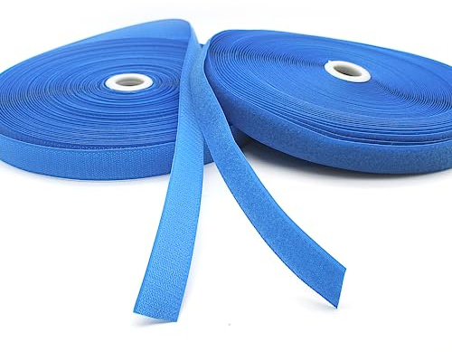 DOJA Barcelona | Klettband zum Nähen | Klettverschluss blau | 1 Stück | 25 m lang | 25 mm breit | farbiger Klettverschluss zum Nähen | starker Klettverschluss zum Nähen von Rucksäcken, Jacken