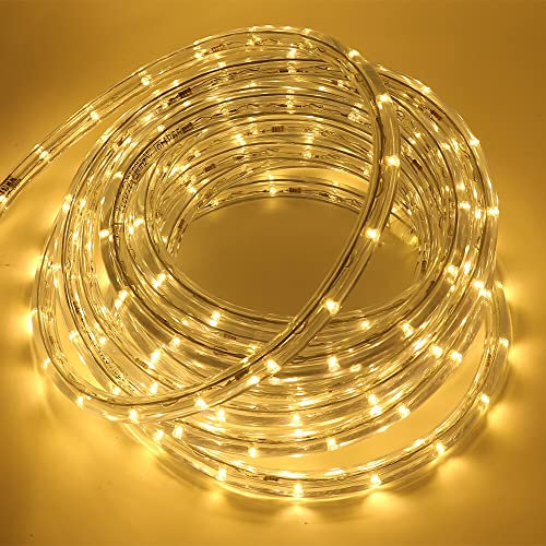 Wisada LED Lichtschlauch Außen,10M 36LEDs/m Gelb LED Schlauch 220V LED Tube Light Indoor Leuchtstoffröhre, Outdoor LED Lichter Wasserdicht Lichterschlauch für Terrasse Wohnzimmer Weihnachten Partydeko