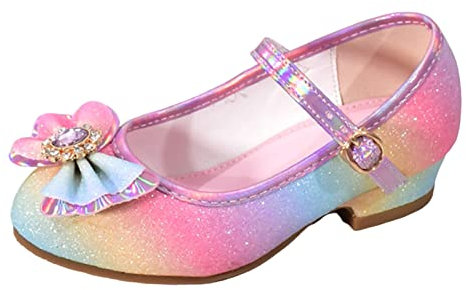 Zapatos de princesa para niña, zapatos de tacón alto, zapatos de baile de cristal con purpurina, zapatos casuales, zapatos de bailarina festivos, zapatos de boda, Rosa., 27 EU