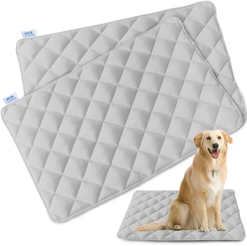 Magik & Kover Hundebox-Pad, weiche Hundebox-Matte mit rutschfester Unterseite, maschinenwaschbar, passend für 61 cm, Grau, 2 Stück